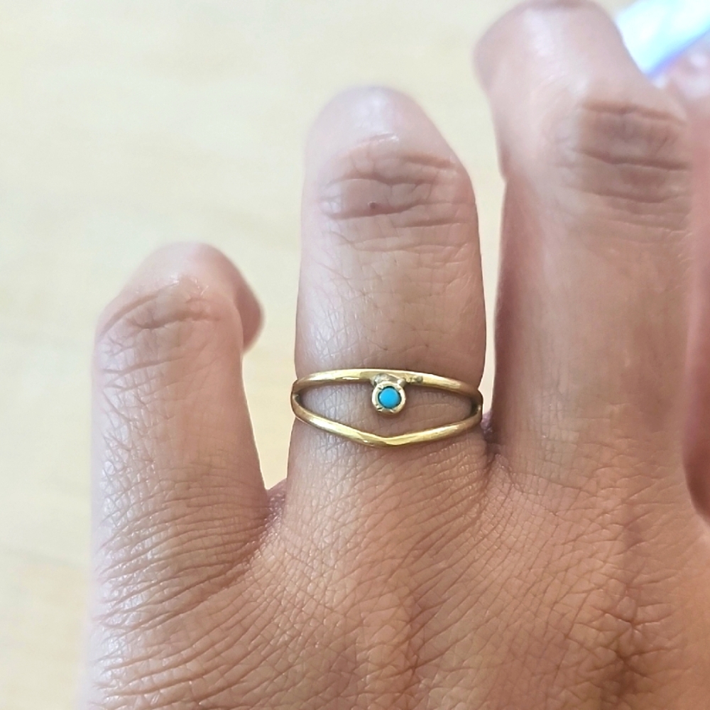 Brass Turquoise Ring Sz 7